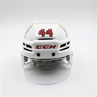Dennis Cholowski - Game-Worn White, CCM Helmet w/ Oakley Shield - 2024-25 NHL Regular Season and 2025 Stanley Cup Playoffs