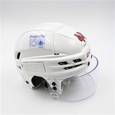 Dennis Cholowski - Game-Worn White, CCM Helmet w/ Oakley Shield - 2024-25 NHL Regular Season and 2025 Stanley Cup Playoffs