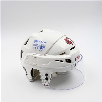 Paul Cotter - Game-Worn White, CCM Helmet w/ Oakley Shield - 2024-25 NHL Regular Season and 2025 Stanley Cup Playoffs