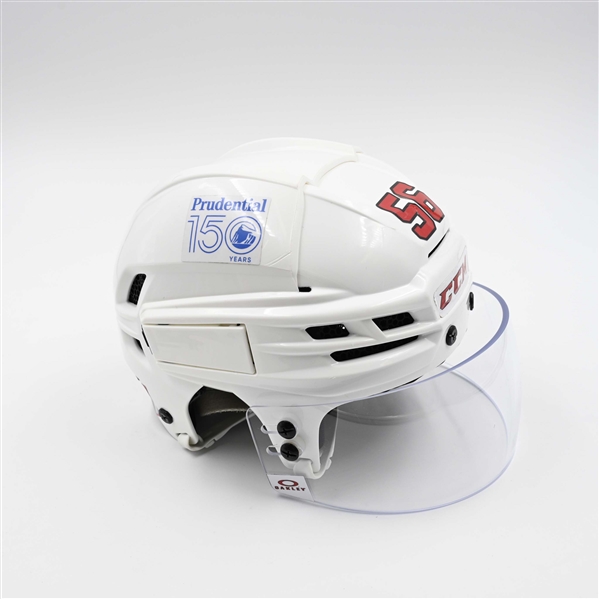 Erik Haula - Game-Worn White, CCM Helmet w/ Oakley Shield - 2024-25 NHL Regular Season and 2025 Stanley Cup Playoffs