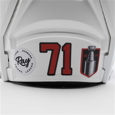 Jonas Siegenthaler - Game-Worn White, Bauer Helmet w/ Bauer Shield - 2024-25 NHL Regular Season and 2025 Stanley Cup Playoffs