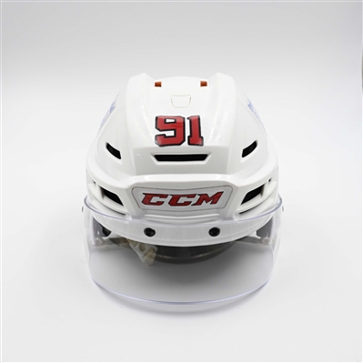 Dawson Mercer - Game-Worn White, CCM Helmet w/ Oakley Shield - 2024-25 NHL Regular Season and 2025 Stanley Cup Playoffs