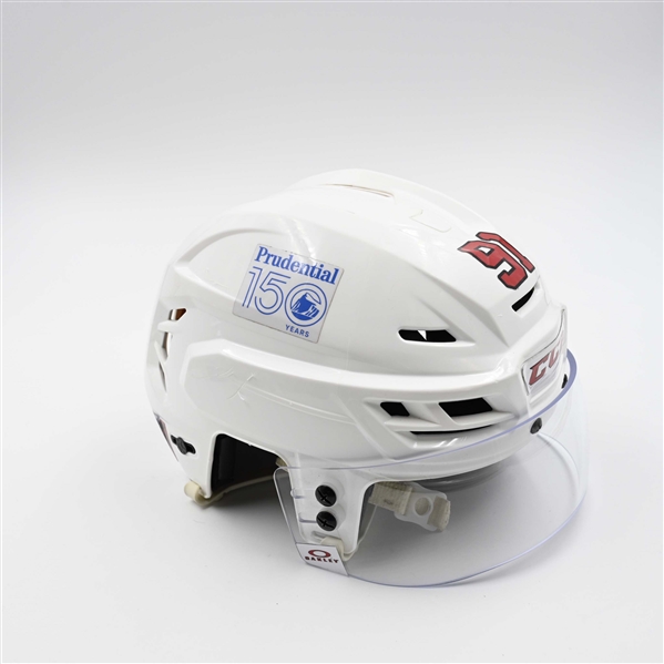 Dawson Mercer - Game-Worn White, CCM Helmet w/ Oakley Shield - 2024-25 NHL Regular Season and 2025 Stanley Cup Playoffs