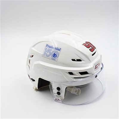 Dawson Mercer - Game-Worn White, CCM Helmet w/ Oakley Shield - 2024-25 NHL Regular Season and 2025 Stanley Cup Playoffs