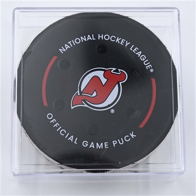 Evgeni Malkin - Pittsburgh Penguins - Goal Puck - April 11, 2025 vs. New Jersey Devils (Devils Logo)
