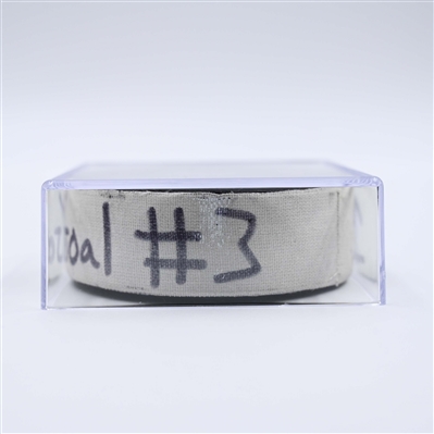 Evgeni Malkin - Pittsburgh Penguins - Goal Puck - April 11, 2025 vs. New Jersey Devils (Devils Logo)