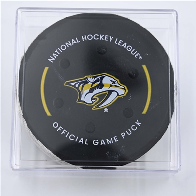 Mason Marchment - Dallas Stars - Goal Puck - April 16, 2025 vs. Nashville Predators (Predators Logo)
