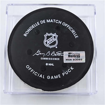 Scott Mayfield - New York Islanders - Goal Puck - April 8, 2025 vs. Nashville Predators (Predators Logo)