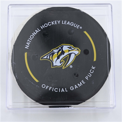 Scott Mayfield - New York Islanders - Goal Puck - April 8, 2025 vs. Nashville Predators (Predators Logo)