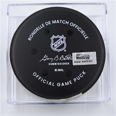 Timo Meier - New Jersey Devils - Goal Puck - April 8, 2025 vs. Boston Bruins (Devils Logo)