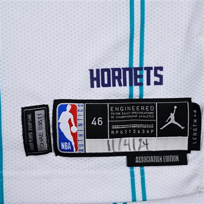 Brandon Miller - Charlotte Hornets - Association Edition Jersey - Worn 11/4/2024 - 2024-25 NBA Season