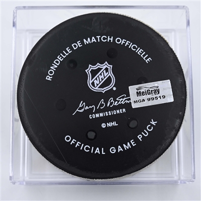 Stefan Noesen - New Jersey Devils - Goal Puck - April 8, 2025 vs. Boston Bruins (Devils Logo)