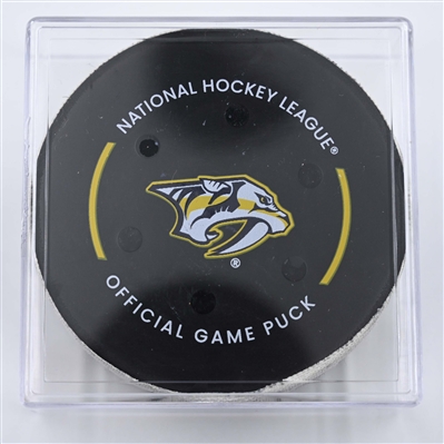 Jordan Oesterle - Nashville Predators - Goal Puck - April 16, 2025 vs. Dallas Stars (Predators Logo)