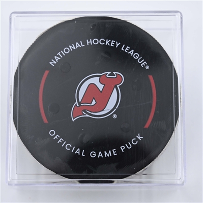 Ondrej Palat - New Jersey Devils - Goal Puck - April 11, 2025 vs. Pittsburgh Penguins (Devils Logo)