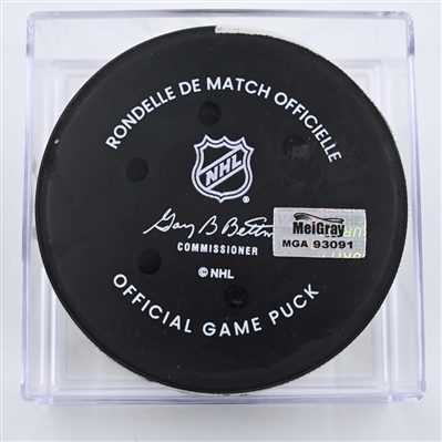 Kyle Palmieri - New York Islanders - Goal Puck - April 8, 2025 vs. Nashville Predators (Predators Logo)