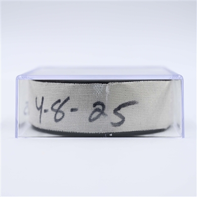 David Pastrnak - Boston Bruins - Goal Puck - April 8, 2025 vs. New Jersey Devils (Devils Logo)
