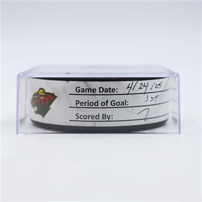 Alex Pietrangelo - Vegas Golden Knights - Goal Puck - April 24, 2025 vs. Minnesota Wild - 2025 Stanley Cup Playoffs, Round 1, Game 3 (Wild Logo)