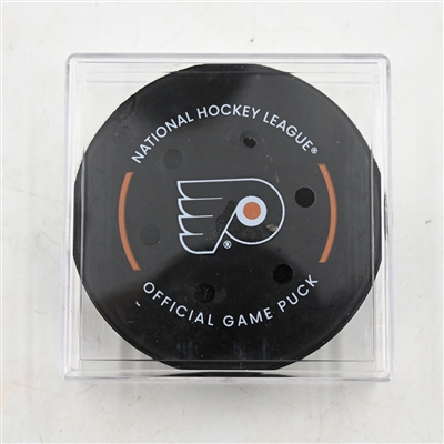 Ryan Poehling - Philadelphia Flyers - Goal Puck - March 29, 2025 vs. Buffalo Sabres (Flyers Logo)