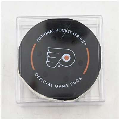 Jack Quinn - Buffalo Sabres - Goal Puck - March 29, 2025 vs. Philadelphia Flyers (Flyers Logo)