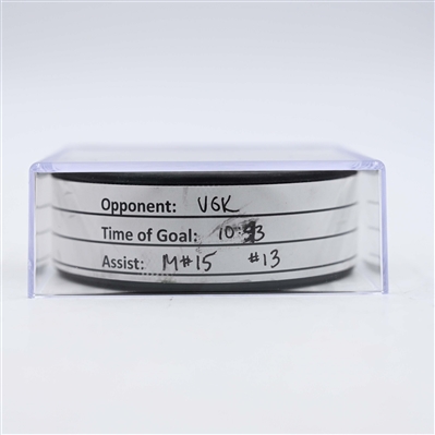 Marco Rossi - Minnesota Wild - Goal Puck - April 26, 2025 vs. Vegas Golden Knights - 2025 Stanley Cup Playoffs, Round 1, Game 4 (Wild Logo)