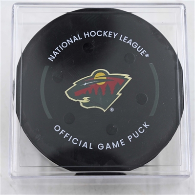 Nicolas Roy - Vegas Golden Knights - Goal Puck - April 26, 2025 vs. Minnesota Wild - 2025 Stanley Cup Playoffs, Round 1, Game 4 (Wild Logo)
