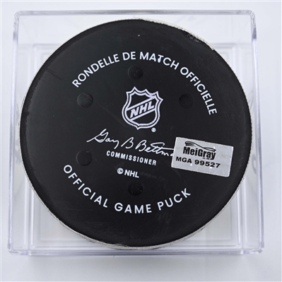 Bryan Rust - Pittsburgh Penguins - Goal Puck - April 11, 2025 vs. New Jersey Devils (Devils Logo)