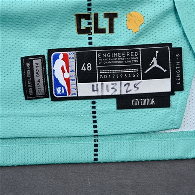 Tidjane Salaun - Charlotte Hornets - City Edition Jersey - Worn 4/13/2025 - 2024-25 NBA Season