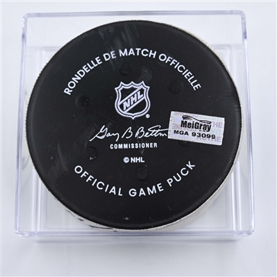 Nick Schmaltz - Utah Hockey Club - Goal Puck - April 14, 2025 vs. Nashville Predators (Predators Logo)