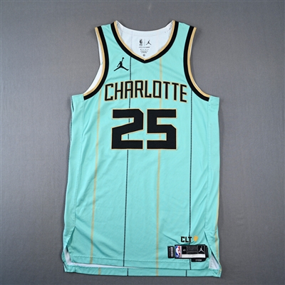 KJ Simpson - Charlotte Hornets - City Edition Jersey - Worn 8 Games - 1/31/25, 2/1/25, 2/7/25, 2/25/25, 2/27/25, 3/23/25, 3/28/25 & 4/9/25 - 2024-25 NBA Season