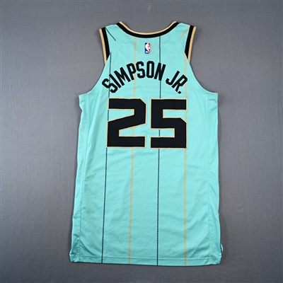 KJ Simpson - Charlotte Hornets - City Edition Jersey - Worn 8 Games - 1/31/25, 2/1/25, 2/7/25, 2/25/25, 2/27/25, 3/23/25, 3/28/25 & 4/9/25 - 2024-25 NBA Season