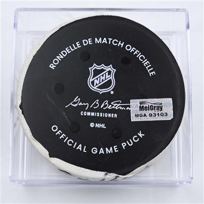 Kevin Stenlund - Utah Hockey Club - Goal Puck - April 14, 2025 vs. Nashville Predators (Predators Logo)