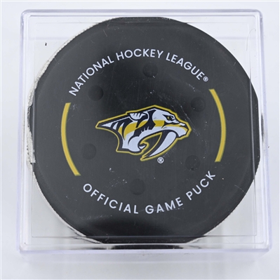 Kevin Stenlund - Utah Hockey Club - Goal Puck - April 14, 2025 vs. Nashville Predators (Predators Logo)