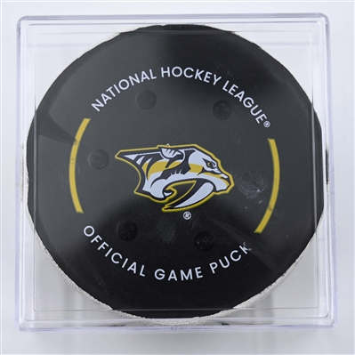 Jakub Vrana - Nashville Predators - Goal Puck - April 16, 2025 vs. Dallas Stars (Predators Logo)