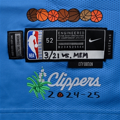 Ivica Zubac - Los Angeles Clippers - City Edition Jersey - Worn 3/16/25 (1 of 2) & 3/21/25 (1 of 2) - 2024-25 NBA Season